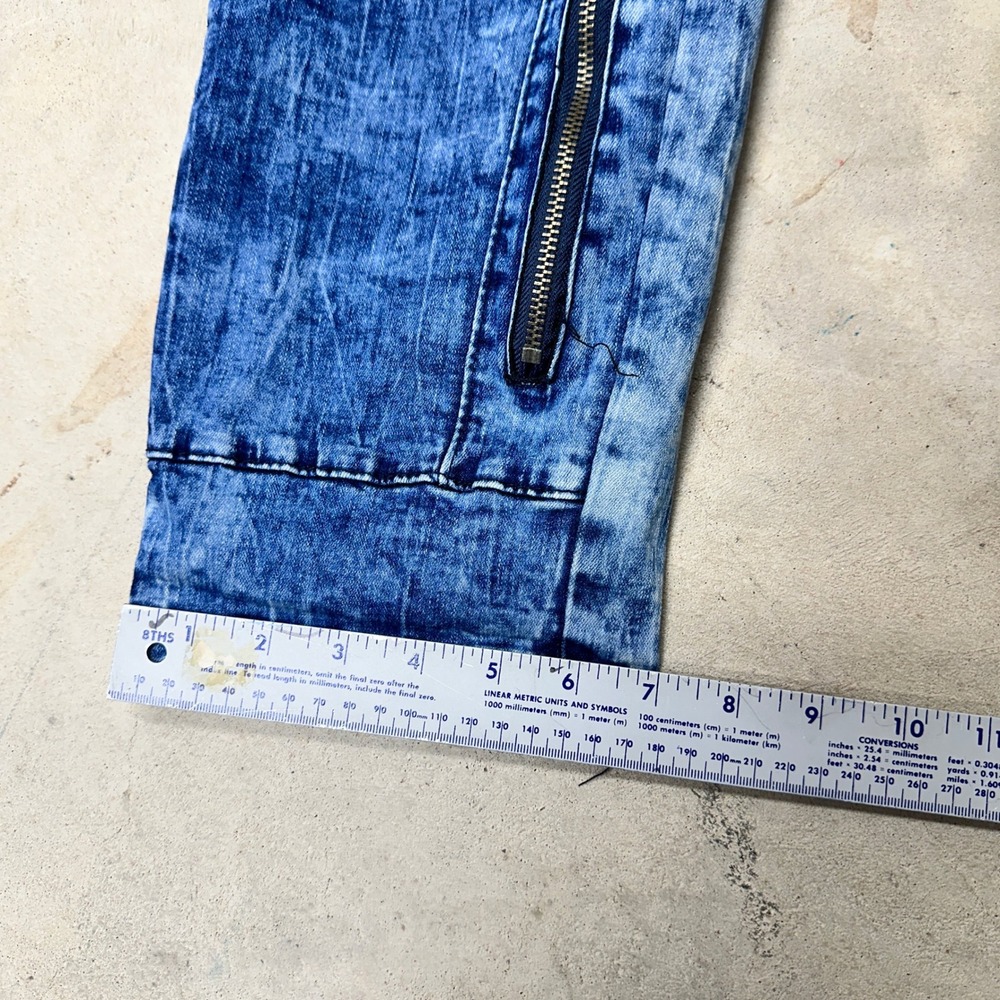 V19.69 Italia Abbigliamento Jeans Blue Acid Wash Distressed Zip Detail W36 L30 - Picture 2 of 12